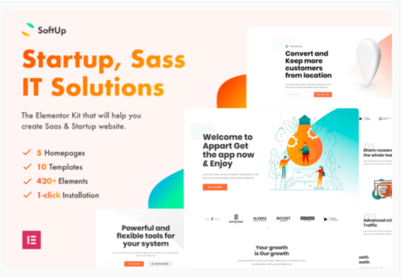 SoftUp - Saas & Startup Elementor Template Kit