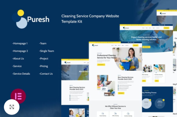 Puresh-Cleaning Services Company Elementor Template Kit