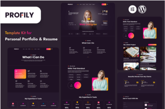 Profily - Personal Portfolios & Resume Elementor Template Kit