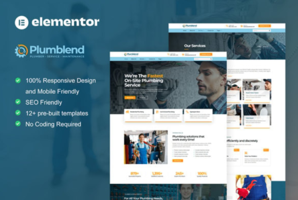 Plumbend - Plumbing Service Elementor Template Kit