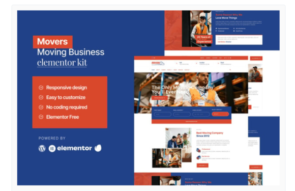 Movers - Moving Company Website Elementor Template Kit
