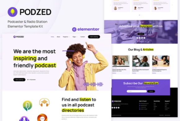 Podzed - Podcaster & Radio Station Elementor Template Kit