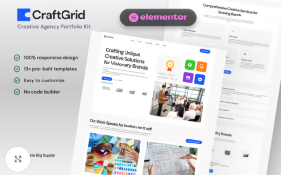 PortoCraft – Creative Agency Portfolio Elementor Template Kit