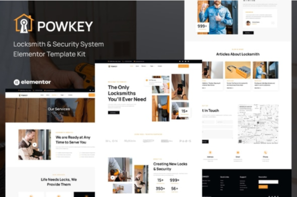 Powkey - Locksmith & Security System Elementor Template Kit