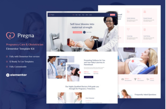 Pregna – Prenatal Care & Obstetrician Elementor Template Kit