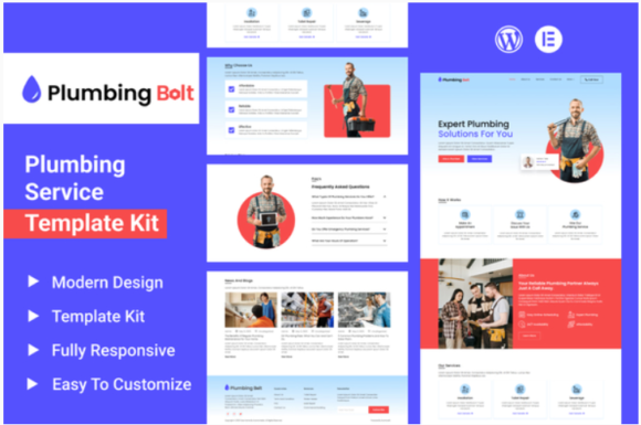 Plumbing Bolt - Plumbing Services Elementor Template Kit