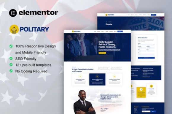 Politary - Politician & Public Servant Elementor Pro Template Kit