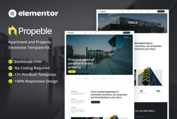 Propeble - Apartment & Property Elementor Template Kit