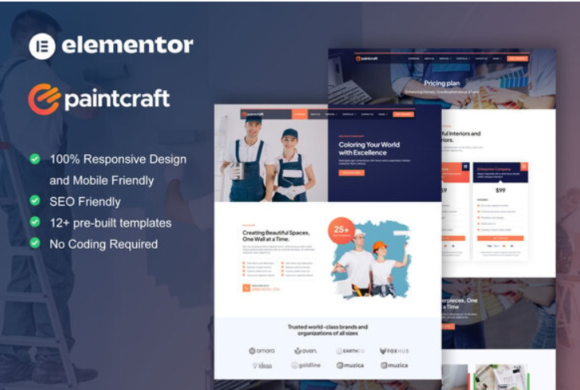 PaintCraft - Painting & Wallpapering Service Elementor Template Kit