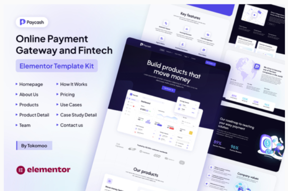 Paycash - Online Payment Gateway & Fintech Elementor Template Kit