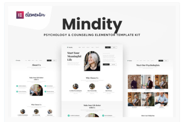 Mindity - Psychologist Teraphist Elementor Template Kit