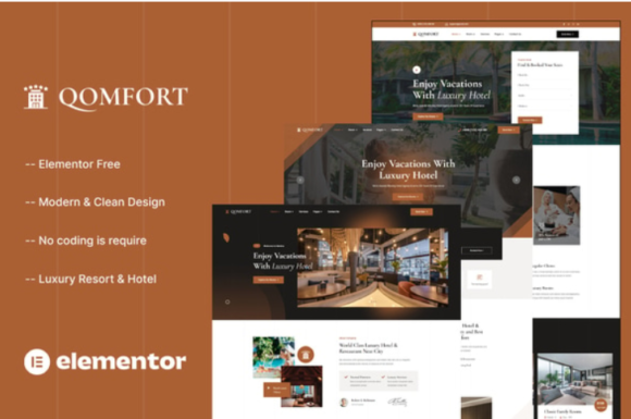 Qomfort - Hotel Booking Elementor Template Kit