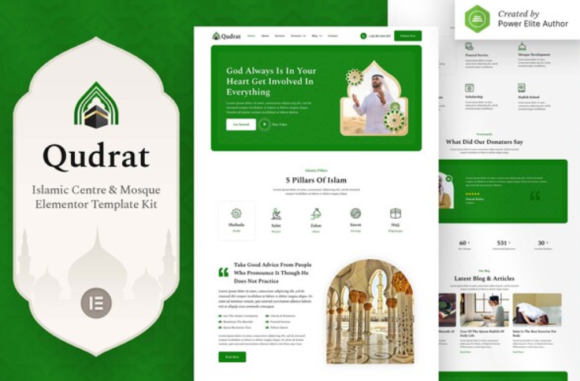 Qudrat – Islamic Center & Mosque Elementor Template Kit