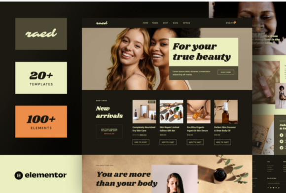 Raed - Organic Cosmetics & Natural Beauty Shop Elementor Template Kit