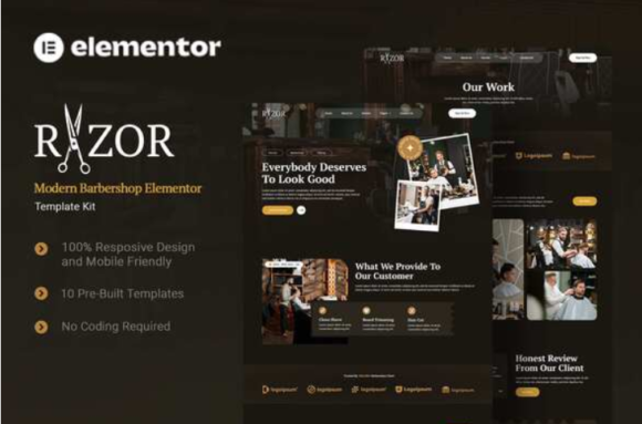 Razor - Modern Barbershop Elementor Template Kit