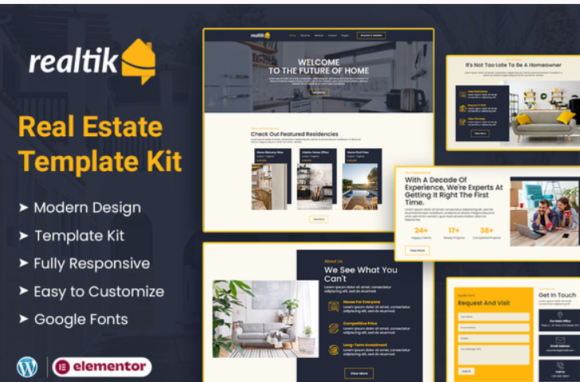 Realtik - Real Estate & Property Sales Elementor Template Kit