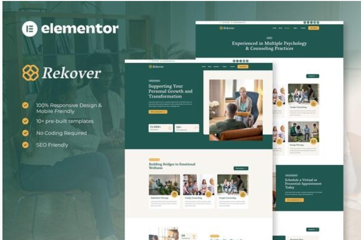 Rekover - Psychology & Counseling Elementor Template Kit
