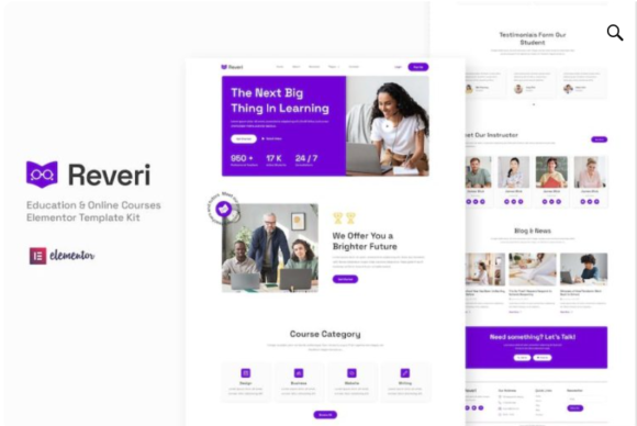 Reveri – Education & Online Courses Elementor Template Kit