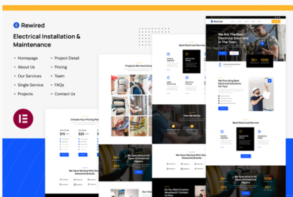 Rewired - Electrical Installation & Maintenance Services Elementor Template Kit