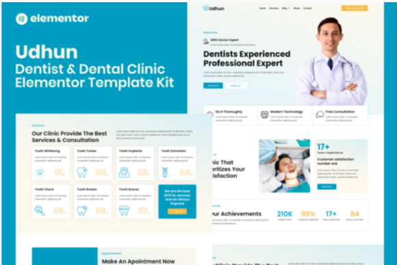 Udhun - Dentist & Dental Clinic Elementor Pro Template Kit