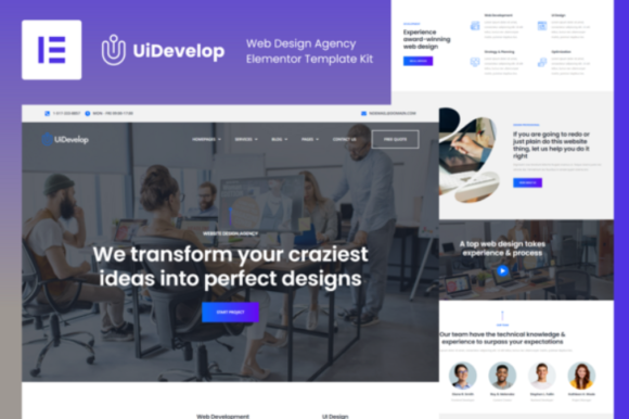 UiDevelop - Web Design Agency Elementor Pro Template Kit