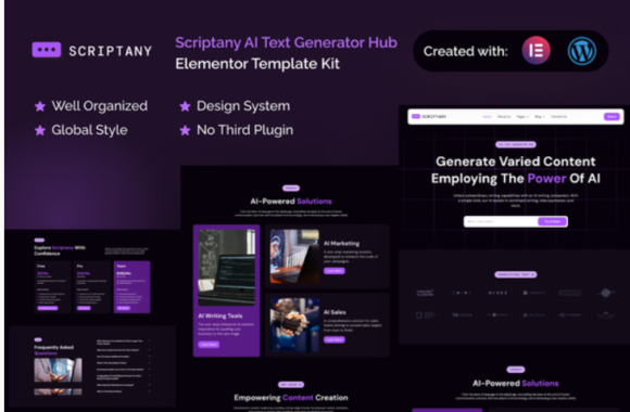 Scriptany - AI Text Generator Hub Elementor Pro Template Kit