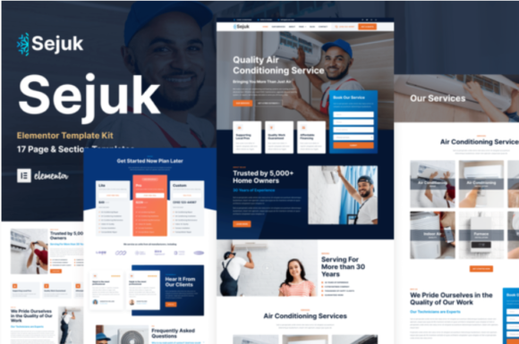 Sejuk - Air Conditioner & HVAC Repair Service Elementor Pro Template Kit