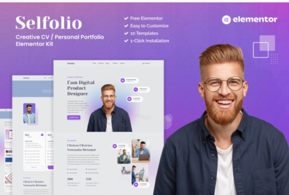 Selfolio - Creative CV Elementor Template Kit