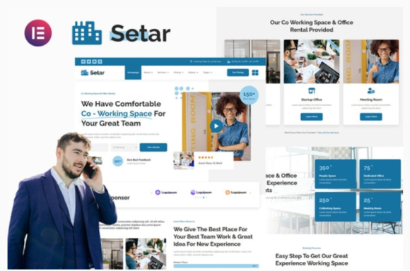 Setar - Coworking Space & Startup Office Elementor Template Kit