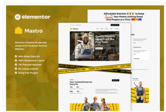 Mastro - Handyman Services Elementor Template Kit