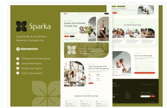 Sparka - Yoga Studio & Meditation Elementor Template Kit