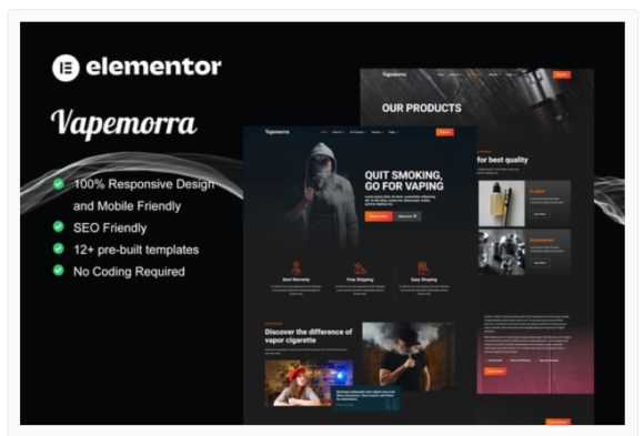 Vapemorra - Vape Store Elementor Template Kit