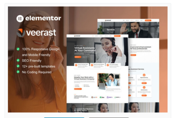 Veerast - Virtual Assistant Service Elementor Pro Template Kit