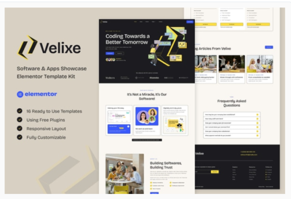 Velixe - Software & Apps Showcase Elementor Template Kit