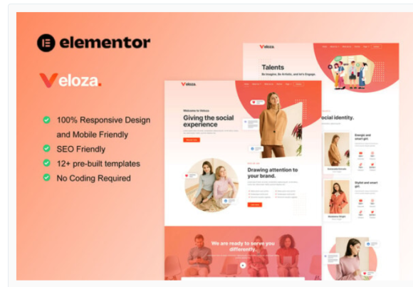 Veloza - Influencer & Talent Agency Elementor Template Kit