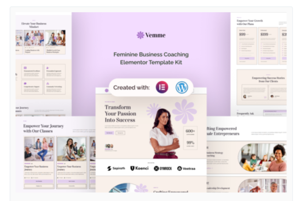 Vemme - Feminine Business Coaching Elementor Template Kit