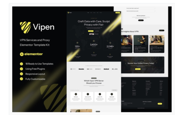 Vipen - VPN Services & Proxy Elementor Template Kit