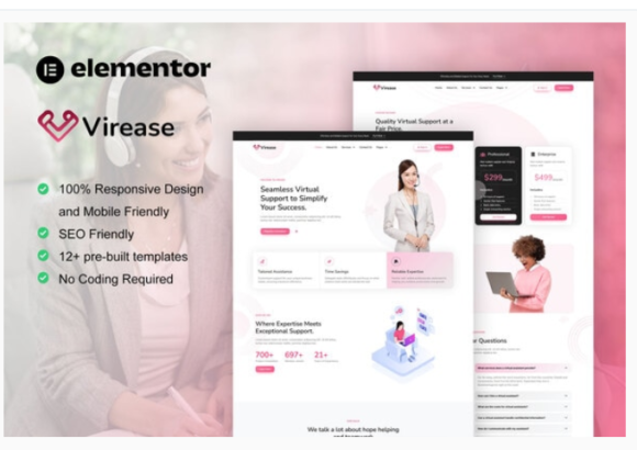Virease - Virtual Assistant Service Elementor Pro Template Kit