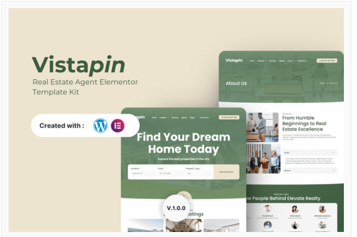 Vistapin - Real Estate Agent Elementor Template Kit