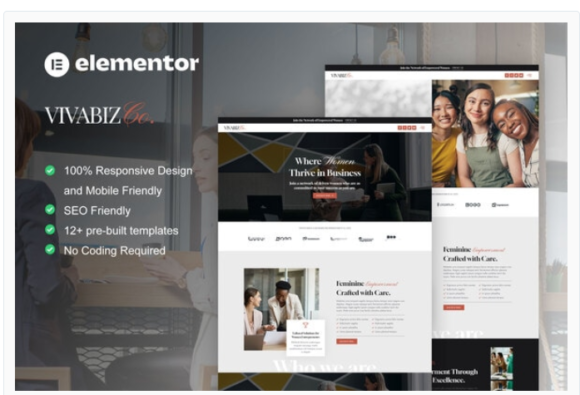 Vivabiz - Feminine Business Coaching Elementor Template Kit