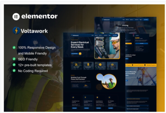 VoltaWork - Electrical Service Elementor Template Kit