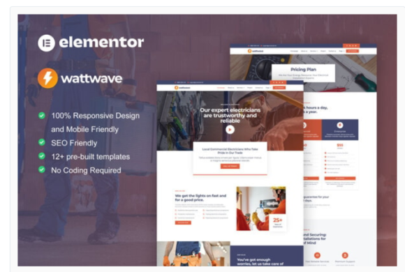 WattWave - Electrical Installation & Maintenance Service Elementor Pro Template Kit