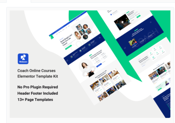 Wellern - Coach Online Courses Elementor Template Kit