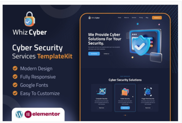 WhizCyber - Cyber Security Elementor Template Kit