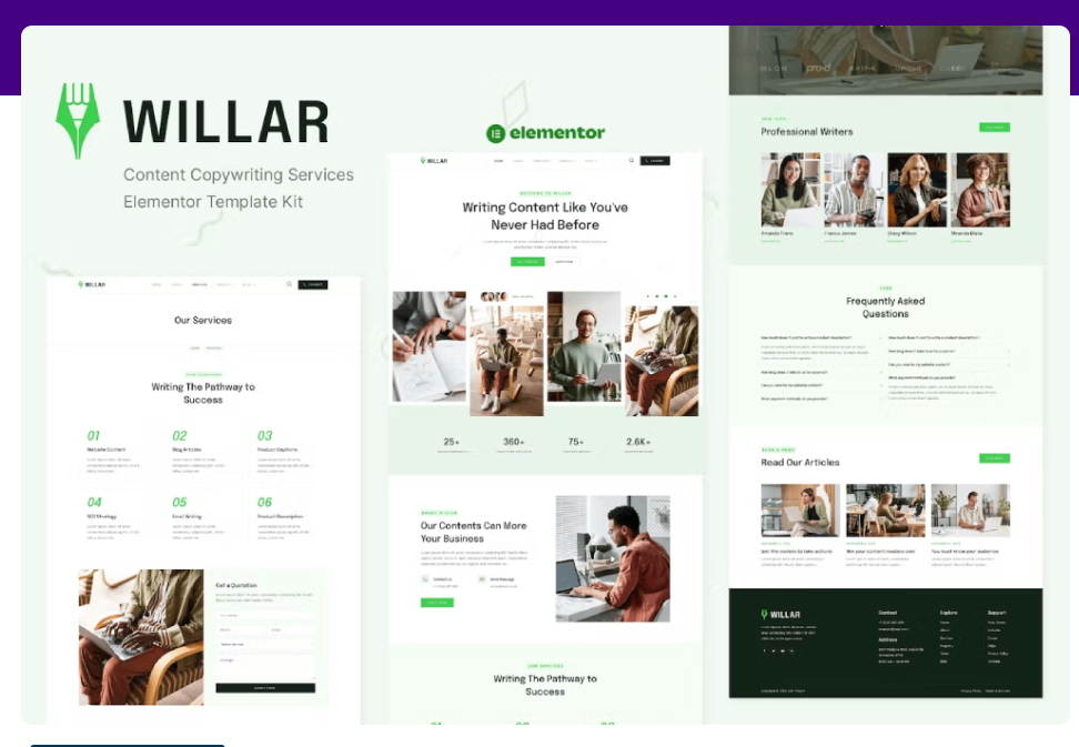 Willar – Content Copywriting Services Elementor Template Kit