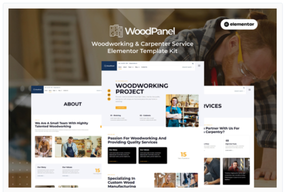 Woodpanel - Woodworking & Carpenter Service Elementor Pro Template Kit