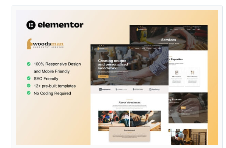 Woodsman - Carpenter & Craftsman Elementor Template Kit