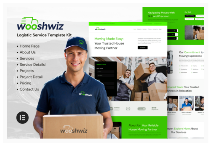 Wooshwiz - Logistic & Shipping Elementor Template Kits