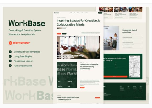 WorkBase - Coworking & Creative Space Elementor Template Kit