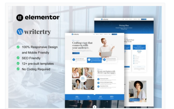 Writertry - Content Writing Service Agency Elementor Kit